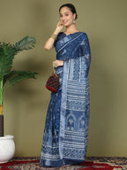 Shree Shyam Fashion Cotton Blue Saree - Distacart