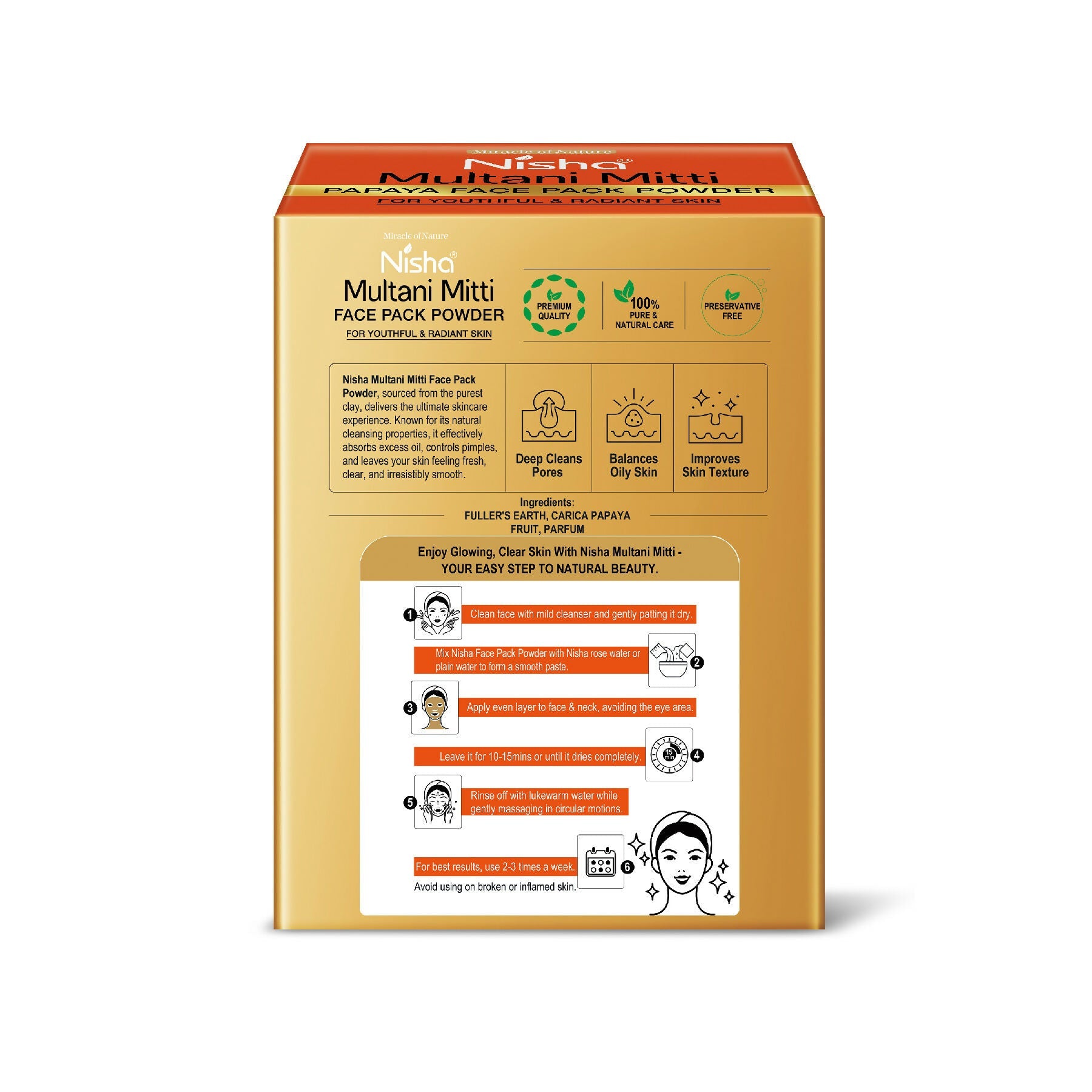 Nisha Papaya Multani Mitti for Face | Skin Brightening Face Pack