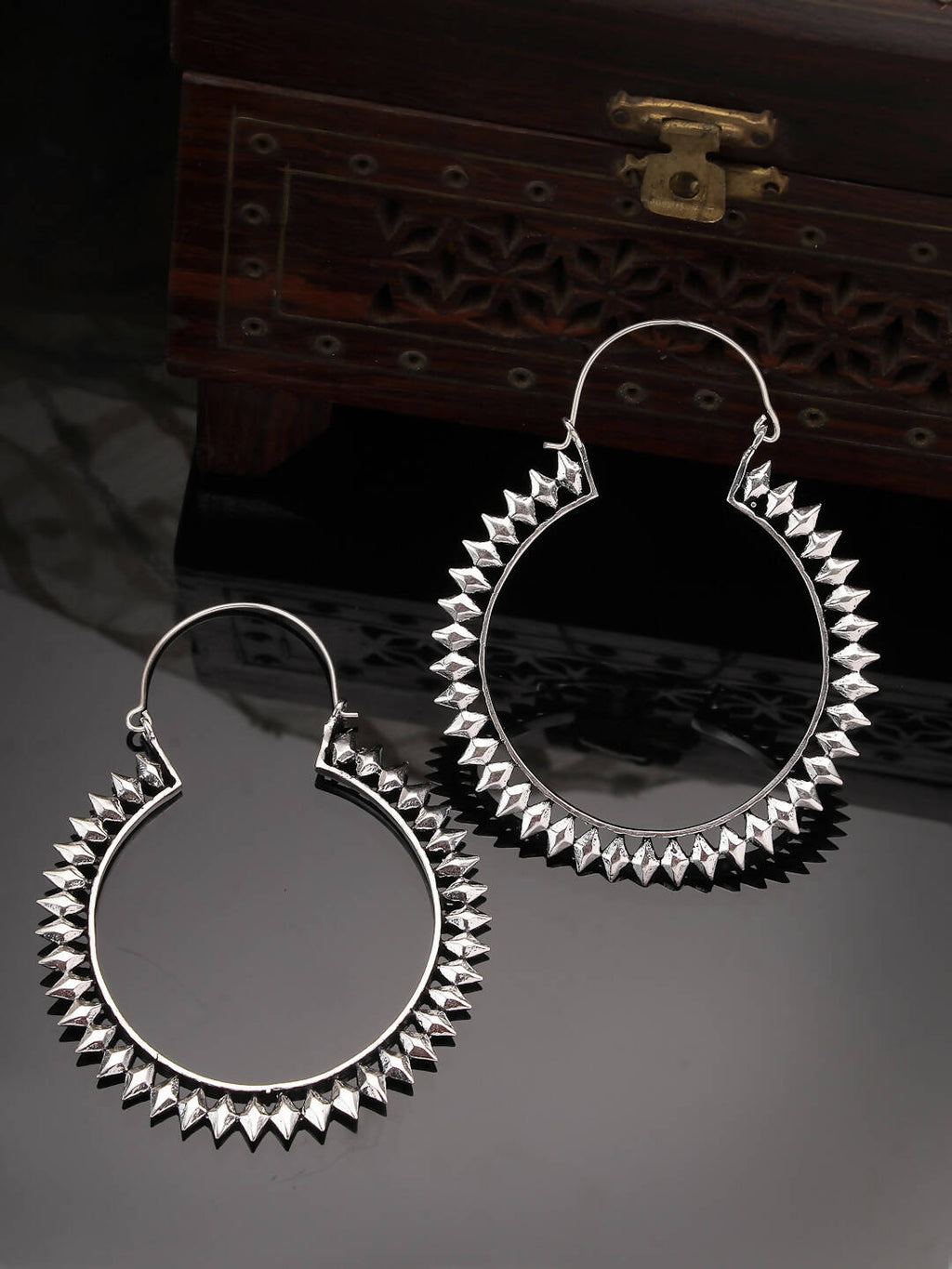 NVR Women Silver Full Circular Hoop Earrings - Distacart