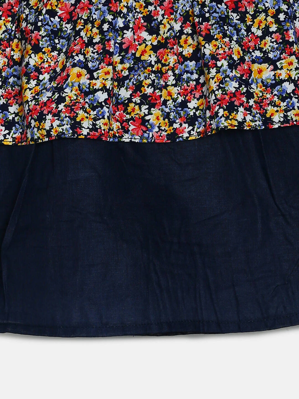 Manet Girls Cotton Frill Sleeve Frock Small Flower Print - Multicolour