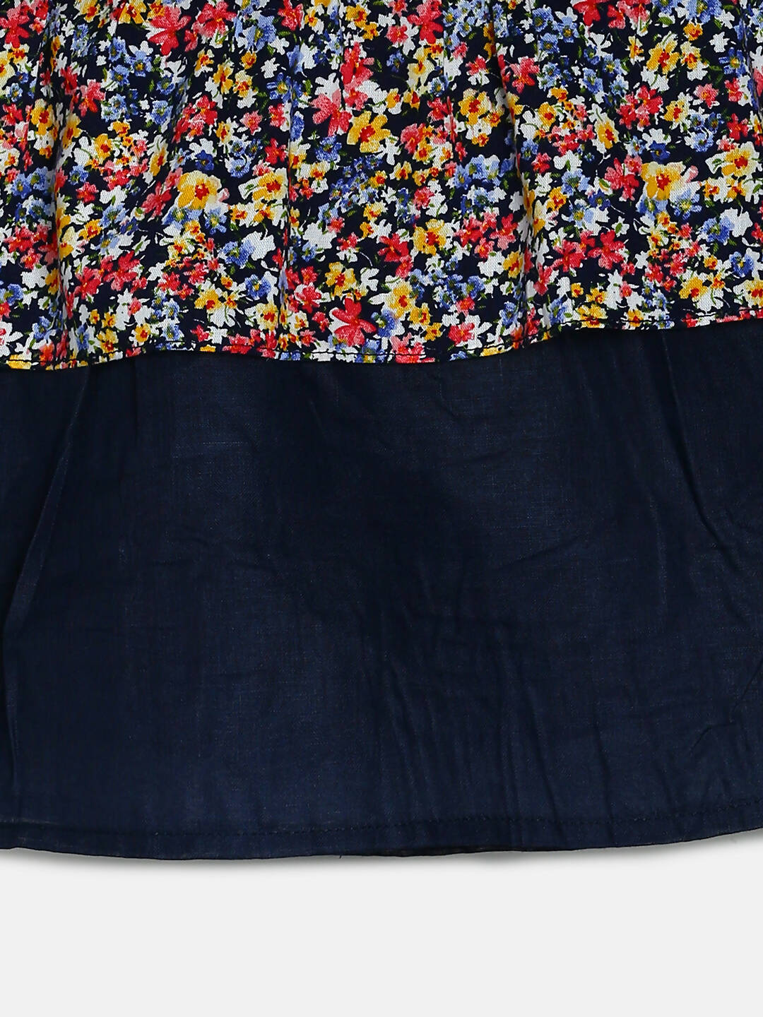Manet Girls Cotton Frill Sleeve Frock Small Flower Print - Multicolour