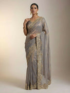 Joban Fashion Beige Fandy Satin Silk Party Wear Sarees - Distacart