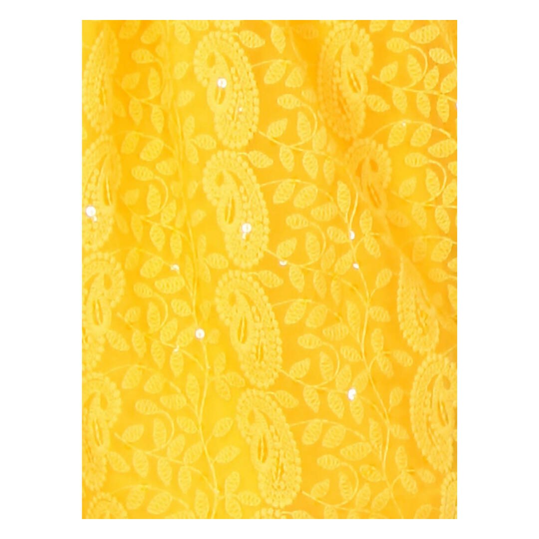 Akarshan viscose Lukhnowi Chikankari Anarkali kurta with Leggings - Yellow