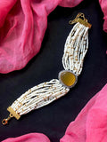Joban Fashion Musturd Brass Ad With Monalisa Stone Beaded Bracelet - Distacart
