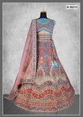 Blue Velvet Thread With Hand Work Lehenga Choli - Nimaya Tyohar