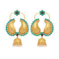 Nuyug 22K Gold Plated Turquoise Stone Studded Contemporary Mini Jhumki Dangler Earrings - Distacart
