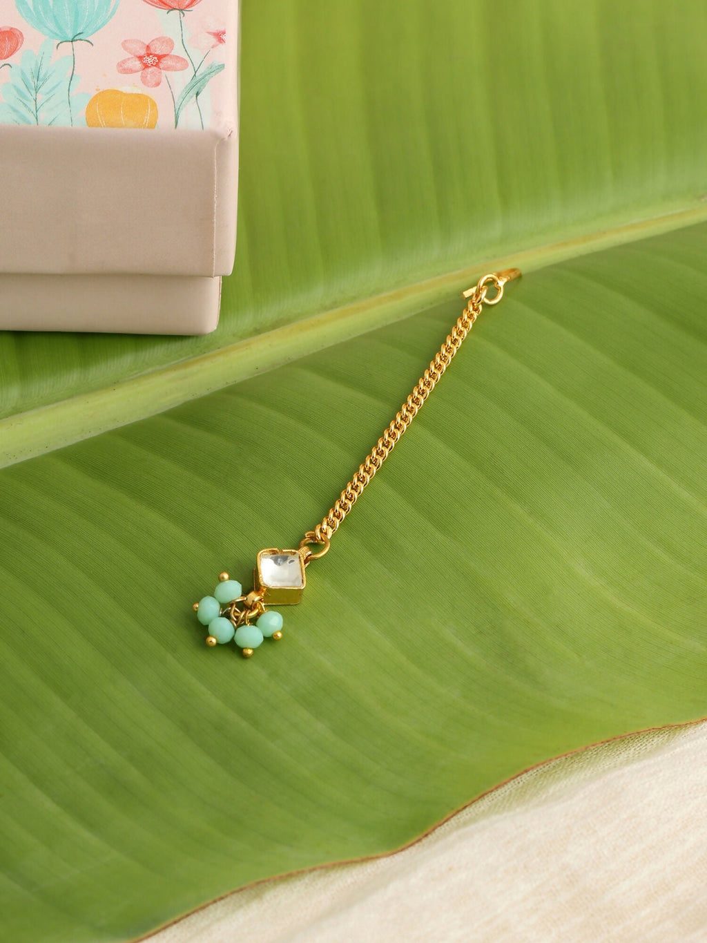 Ruby Raang Green Kundan Tikka - Distacart