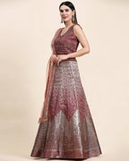 Maroon Organza Mirror With Coding Work Lehenga Choli with Dupatta - Tanya