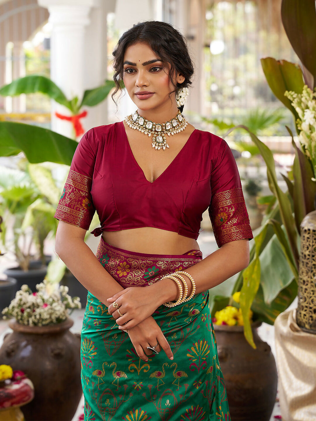 Shree Shyam Fashion Green Soft Silk Saree - Distacart