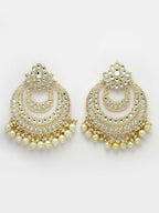 NVR Women Gold-Plated Kundan Handcrafted Chandbalis Earrings - Distacart