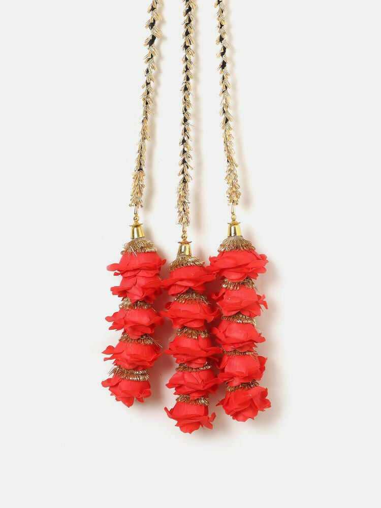 Ruby Raang Gold Gota Pati Work And Red Rosses With Black Thread & Golden Stones - Distacart