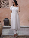 Sangria Floral Embroidered Thread Work Kurta with Trouser