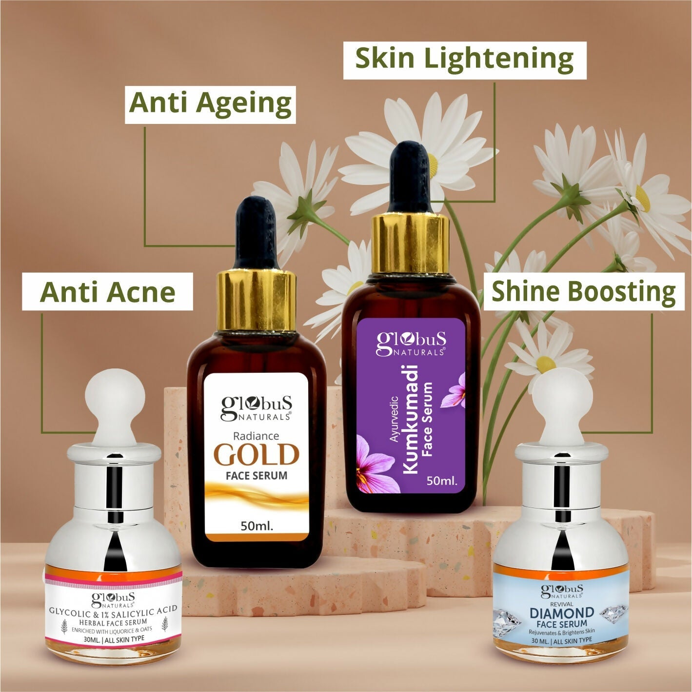 Globus Naturals Glycolic & 1% Salicylic Acid Anti Acne Face Serum - Distacart