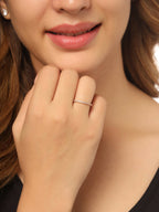 NVR Women's Gold-Polished Stylish Ring With Ad Stones
