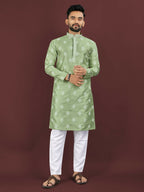 Anaita Green Embroidered Silk Straight Kurta