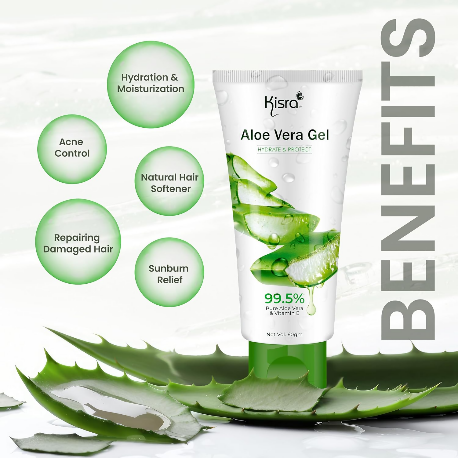 Kisra 99.5% Pure & Organic Aloe Vera Gel