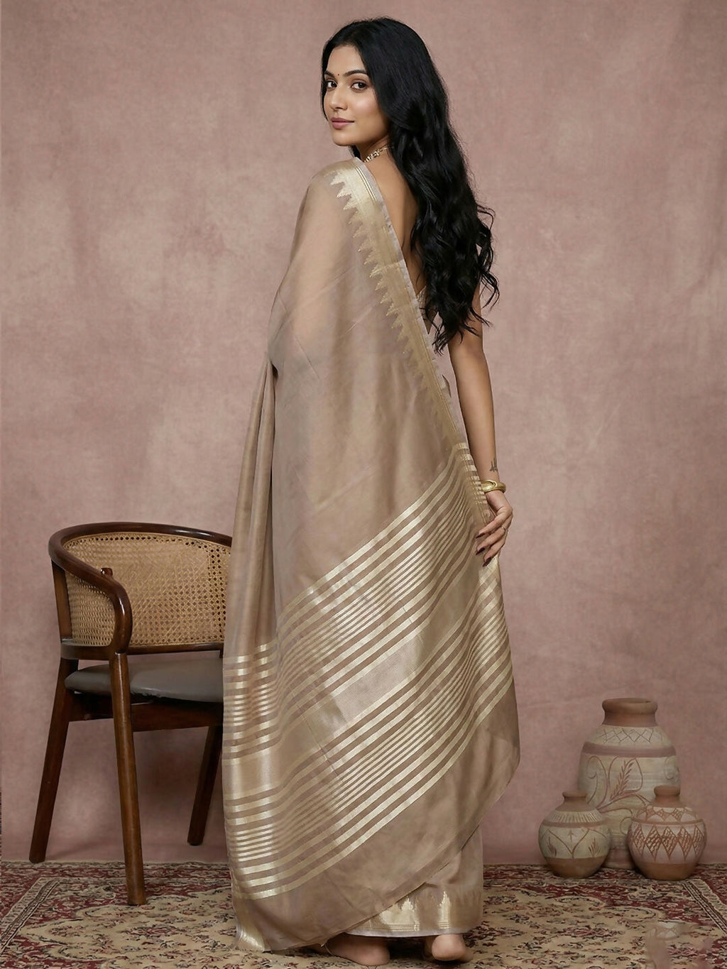 Shree Shyam Fashion Beige Cotton Saree - Distacart