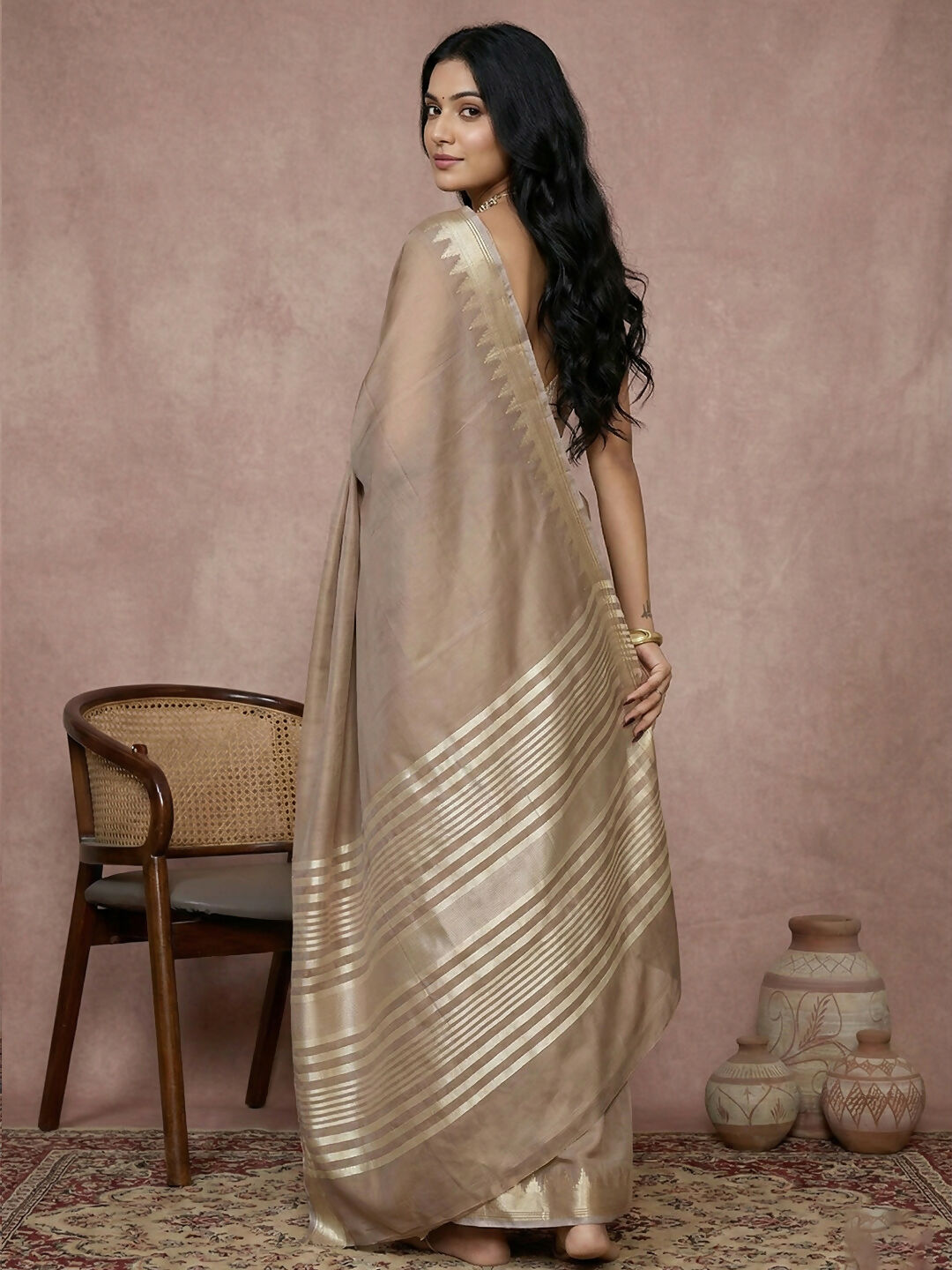 Shree Shyam Fashion Beige Cotton Saree - Distacart