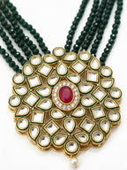 NVR Women Gold Plated Green Kundan Jewellery Set - Distacart