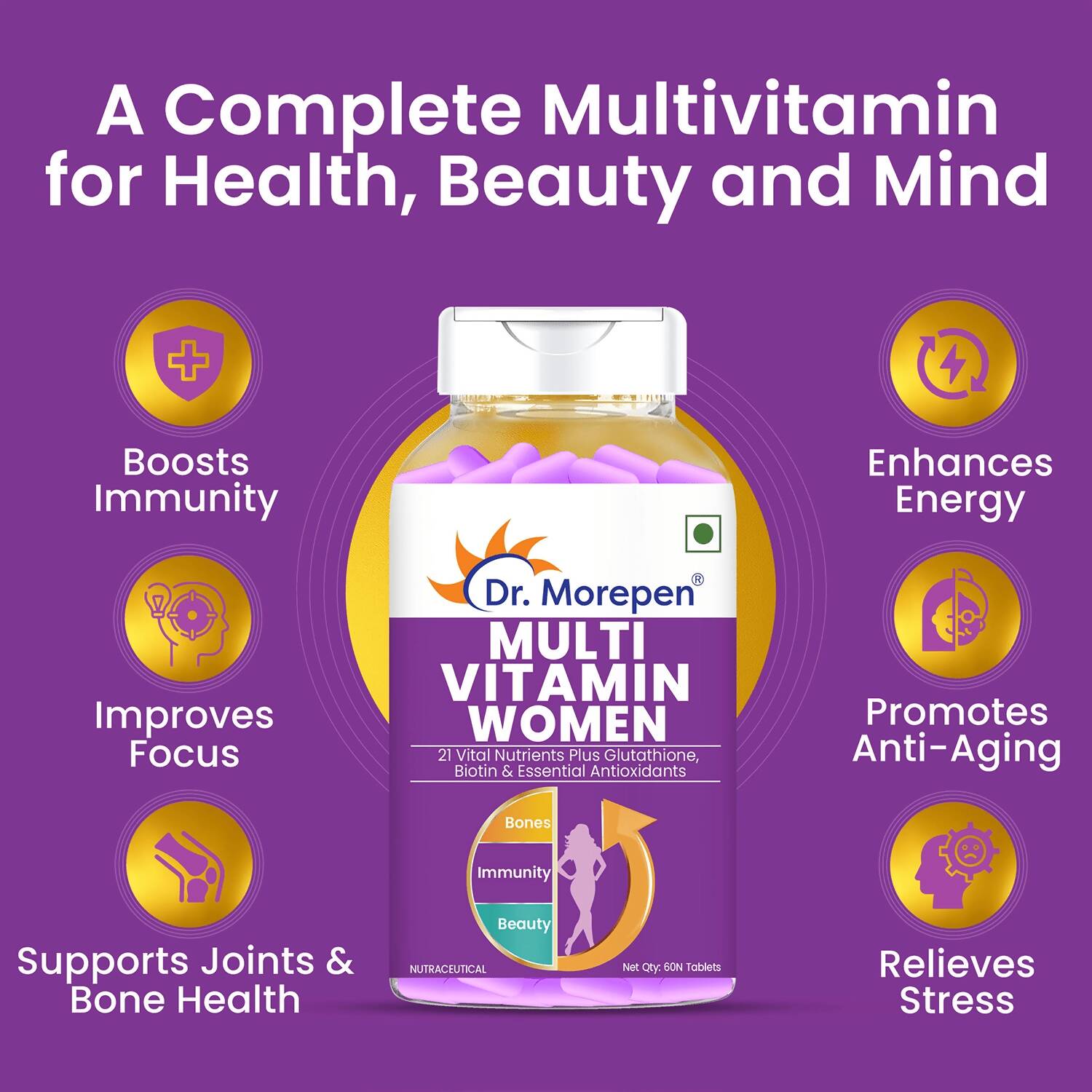 Dr. Morepen Multivitamin Women Tablets and Omega 3 Deep Sea Fish Oil Softgels Combo - Distacart
