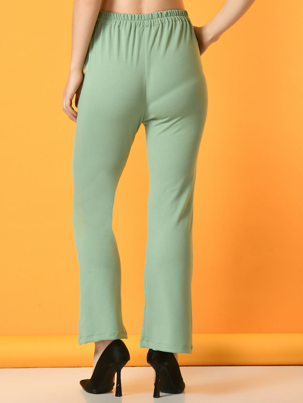 Myshka Women's Green Flared Party Trouser