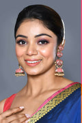 Joban Fashion Women Kundan Pearl Mina Golden White Pink Earrings - Distacart