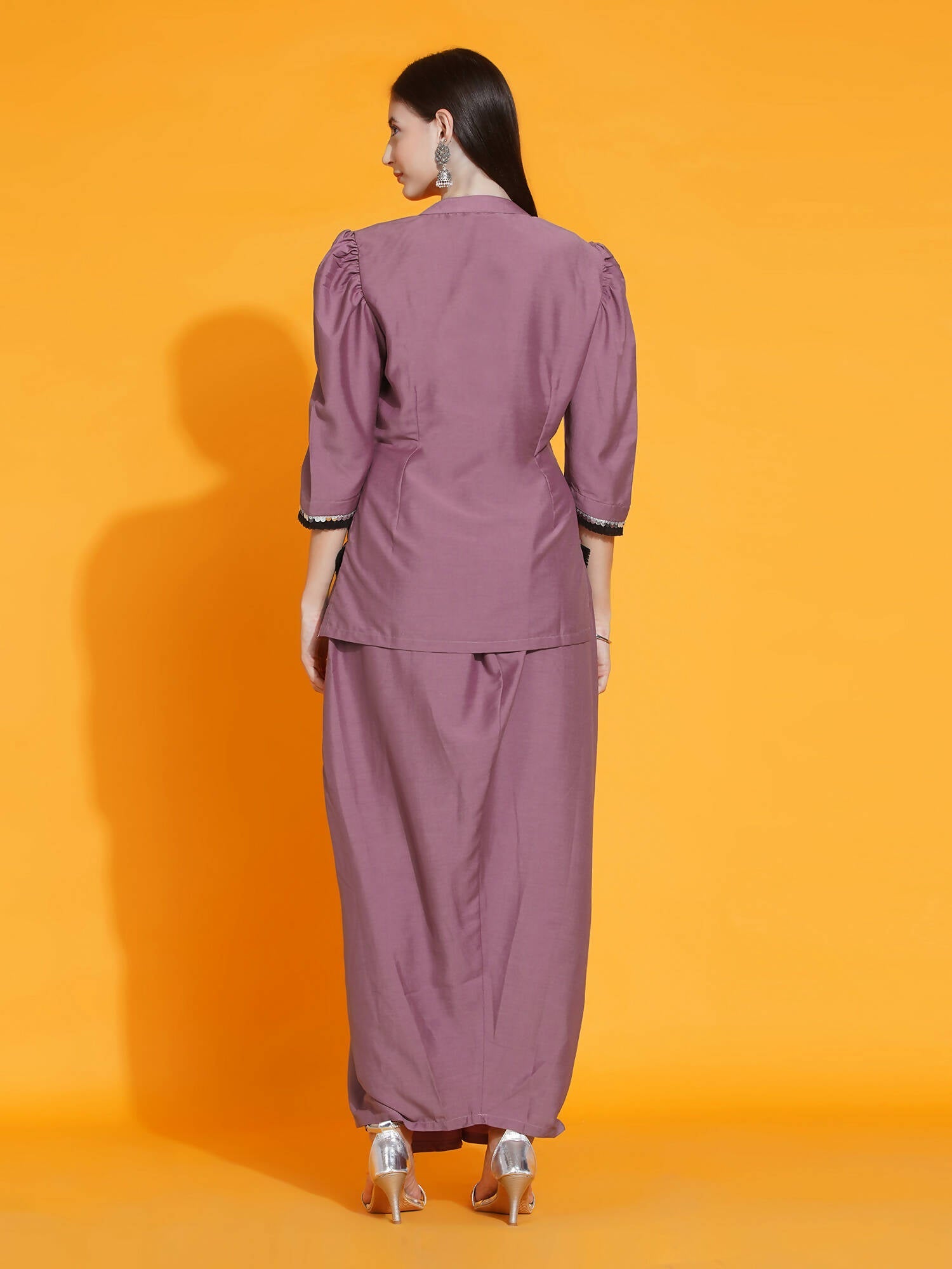 Women Republic Mauve Hand Embellished Kurta With Dhoti - Distacart