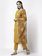Myshka Trendy Women's Cotton Round Neck Casual Kurta Pant Dupatta Set - Distacart