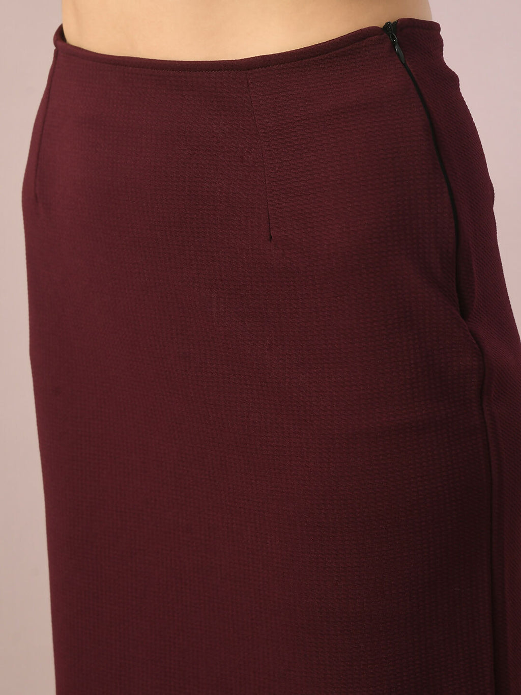 Myshka Women's Brown Solid Knee Length Party Embellished Skirts