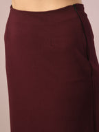 Myshka Women's Brown Solid Knee Length Party Embellished Skirts