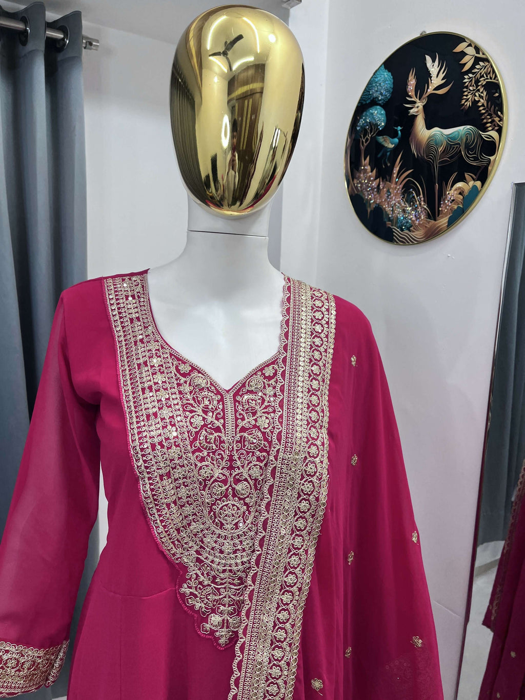 Teeya Creation Rani Color Faux Georgette Embroidery Work Long Party Wear Gown - Distacart
