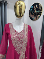 Teeya Creation Rani Color Faux Georgette Embroidery Work Long Party Wear Gown - Distacart