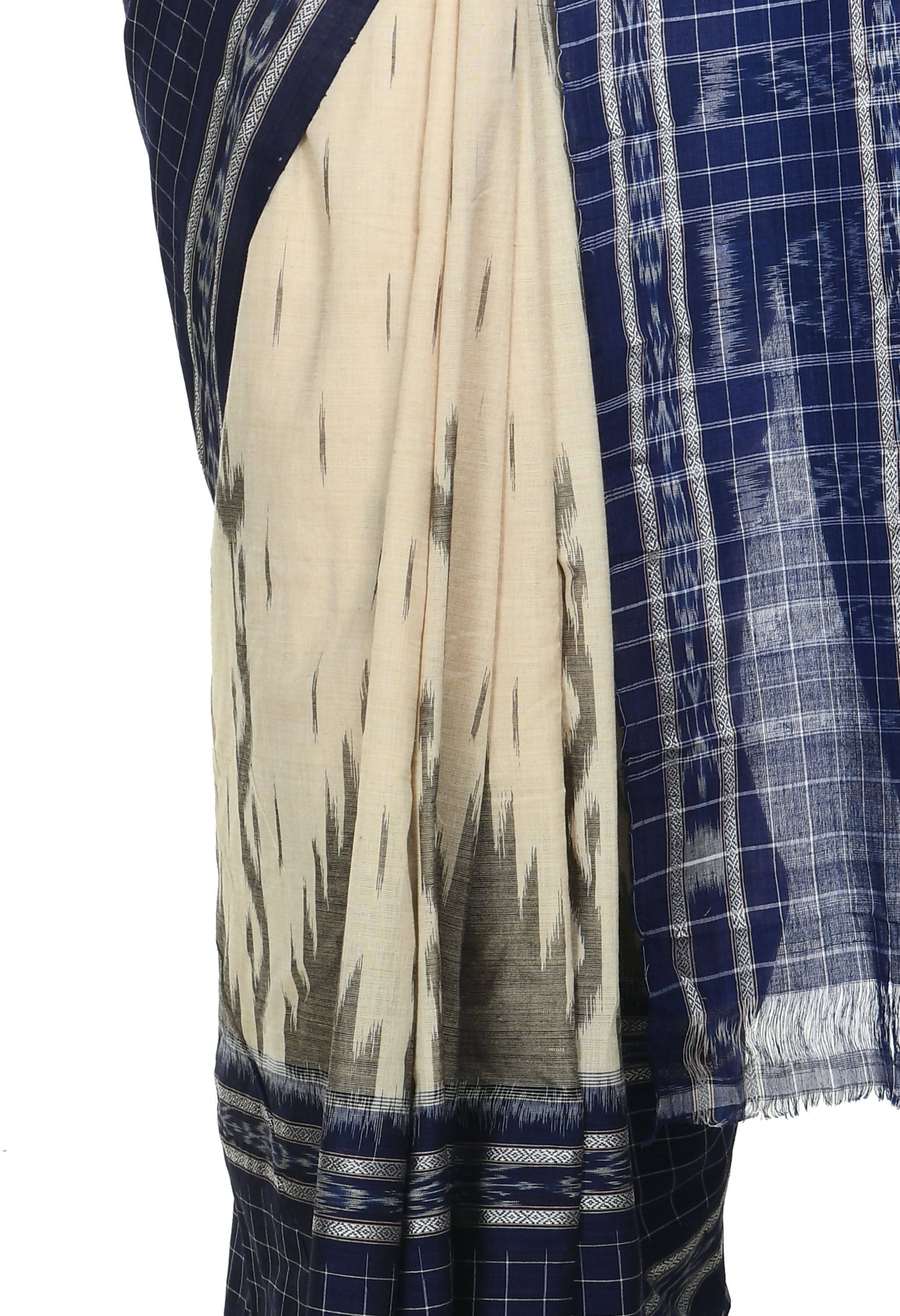Vamika Sambalpuri Ikat Cotton Scot Dali Tasrite & Blue Saree