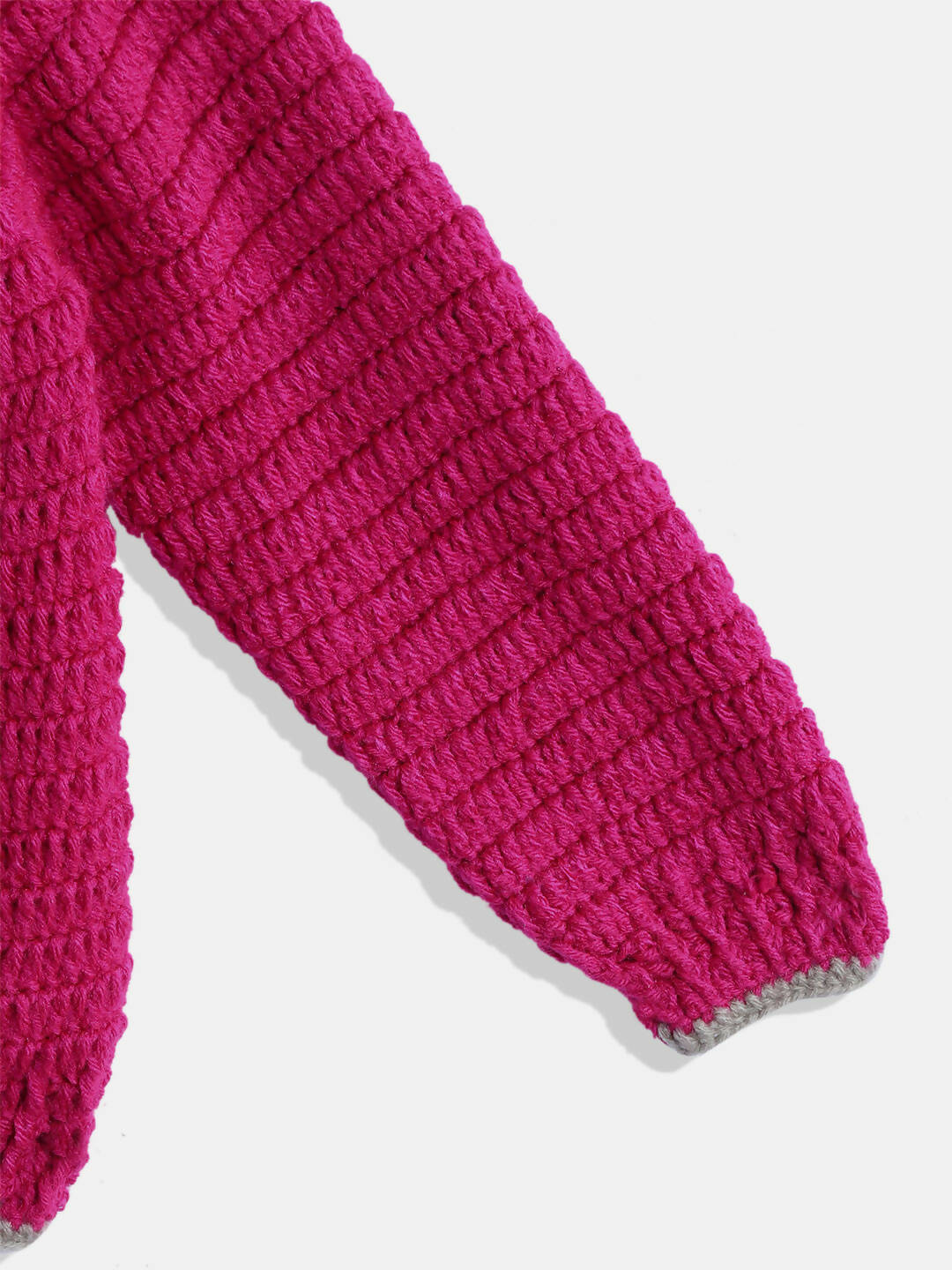 Chutput Kids Woollen Hand Knitted Full Sleeves Bird Detail Sweater For Baby Boys - Magenta