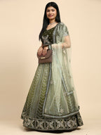 Green Fancy Net Sequence Embroidered Lehenga Choli with Dupatta - Dhara