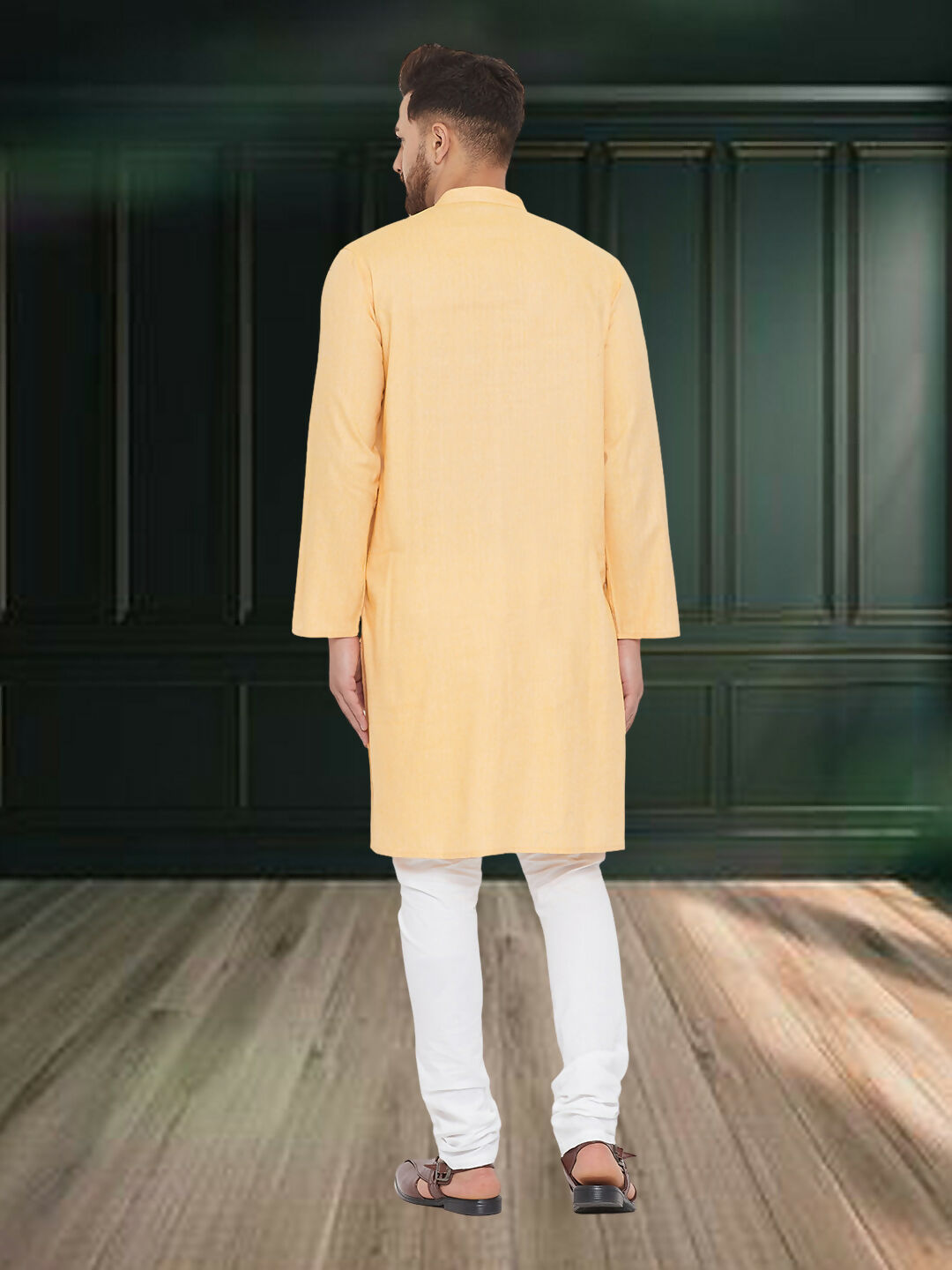 Even Apparels Men's Pure Cotton Yellow Kurta