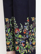 Mominos Fashion Navy Blue Floral Design Palazzo