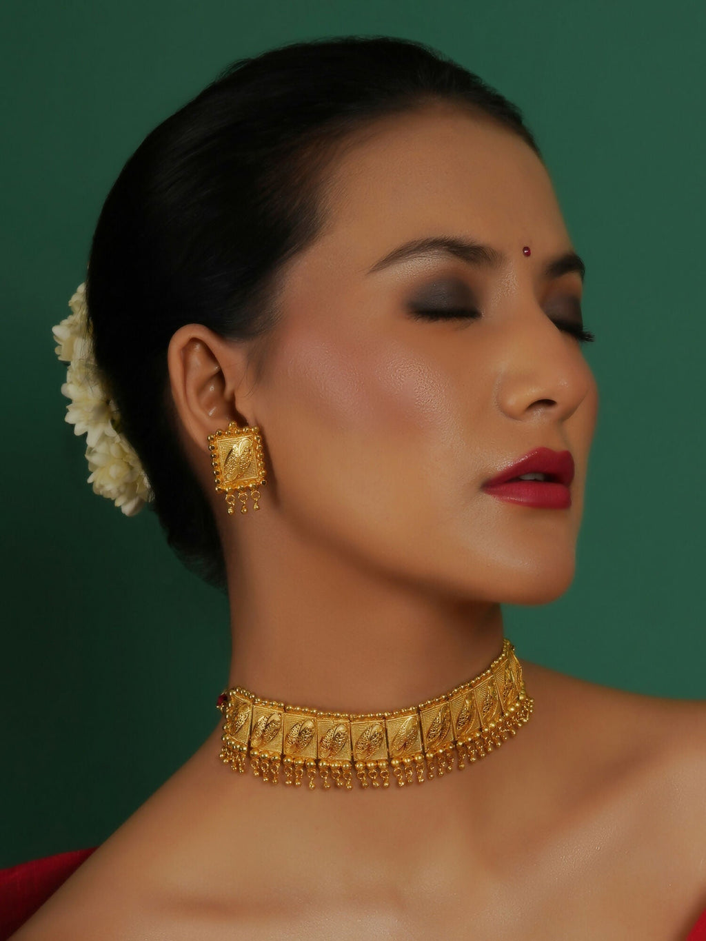 Gold plating jewellery set (Gold) - Ruby Raang