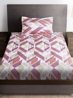 Story@home Arena Pink & White Geometric Printed 180 TC Bedsheet & Pillow Covers - Distacart