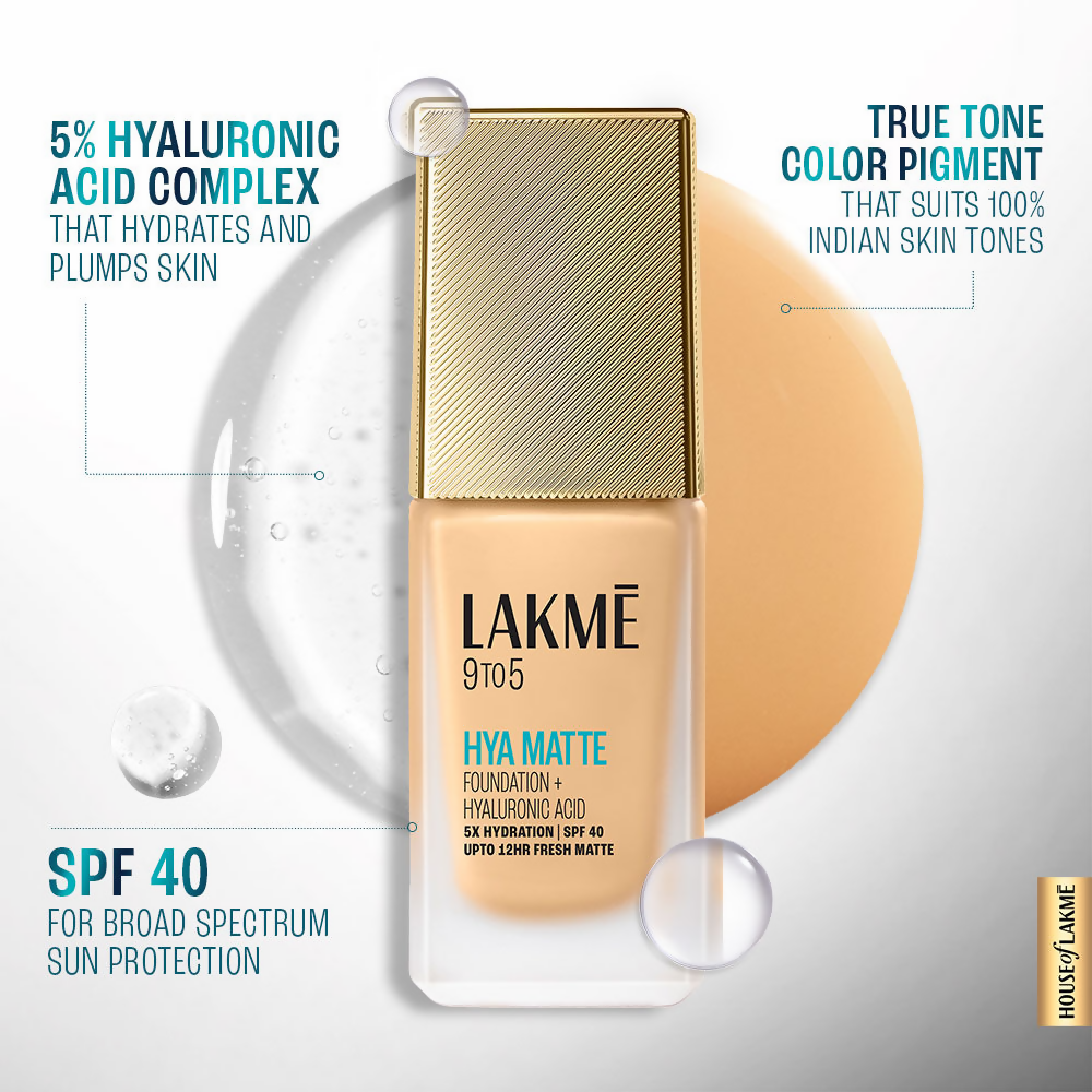 Lakme 9to5 Hya Matte Foundation + Hyaluronic Acid - Warm Creme