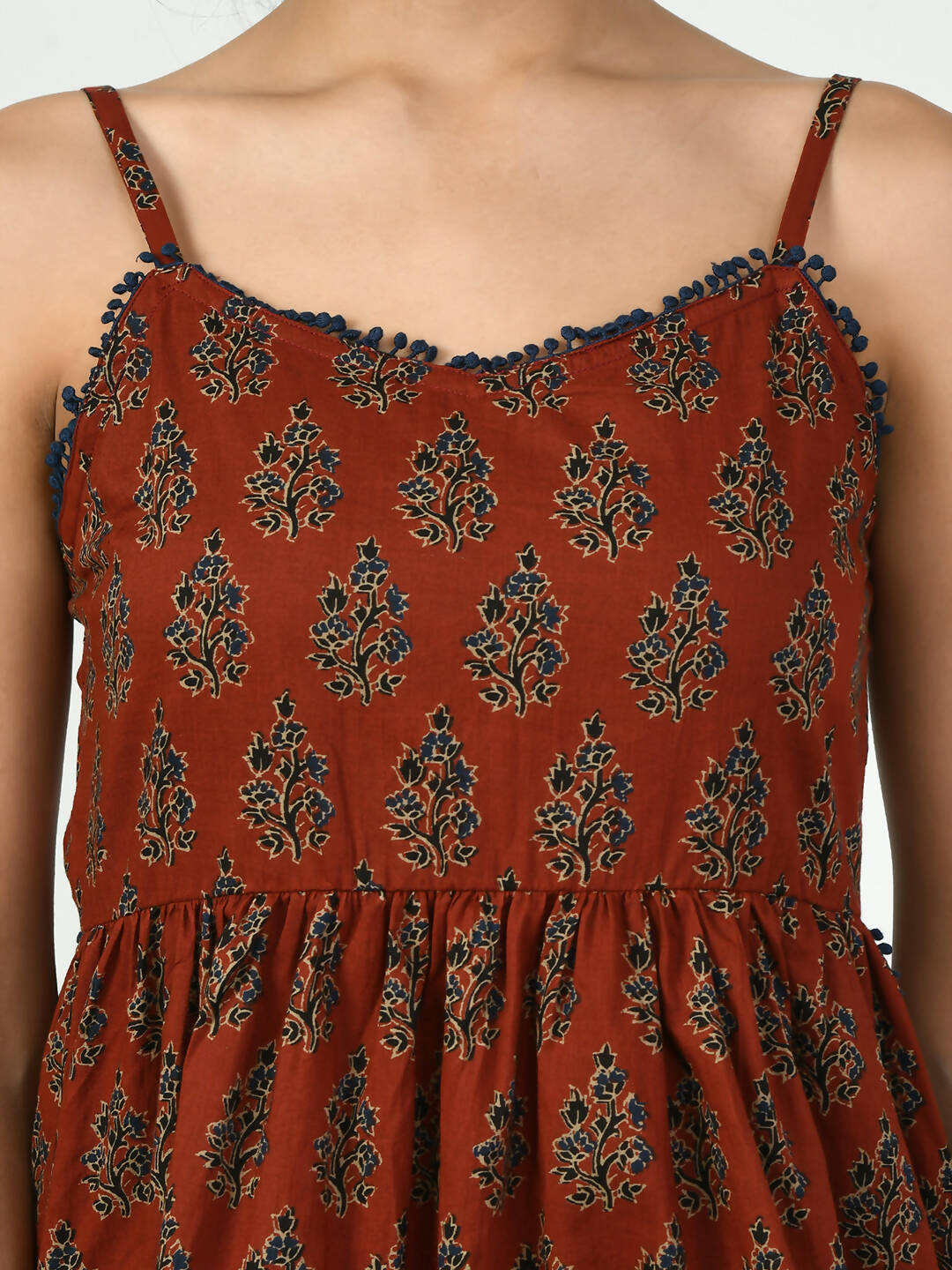 Myshka Women's Rust Ethnic Motifs Printed Top