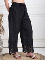 TAG 7 Women Floral Hem Design Flared Ethnic Palazzos