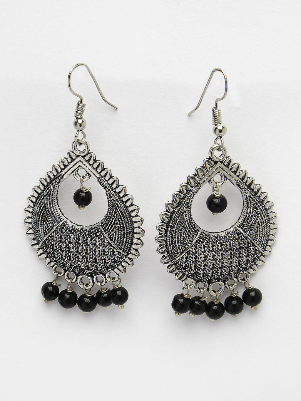 NVR Women's Silver-Plated Artificial Beads German Silver Oxidised Chandbali Earrings - Distacart