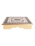 Golden Peacock Gold-Toned & Red Handcrafted Meenakari Wooden Chowki