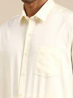 Ramraj Cotton Mens Premium Wedding Cream Dhoti with shirt Bit & Towel Set