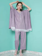 Women Republic Purple Cotton Kafttan With Palazzo - Distacart