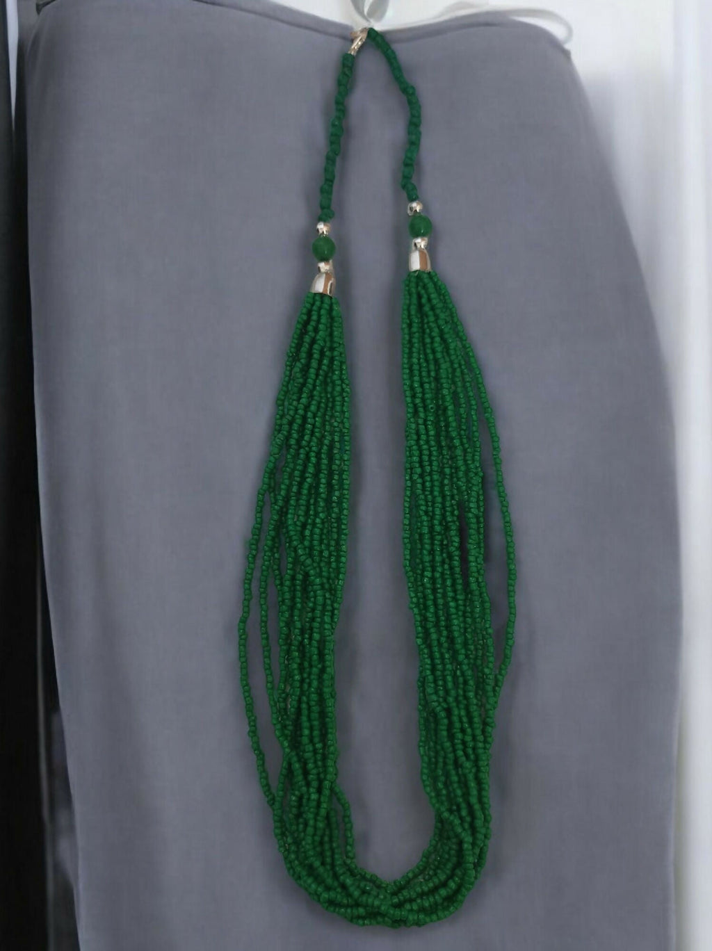 Inhanns Bloom Handmade Beaded Only Necklace - 12 Layers - Dark Green Necklace