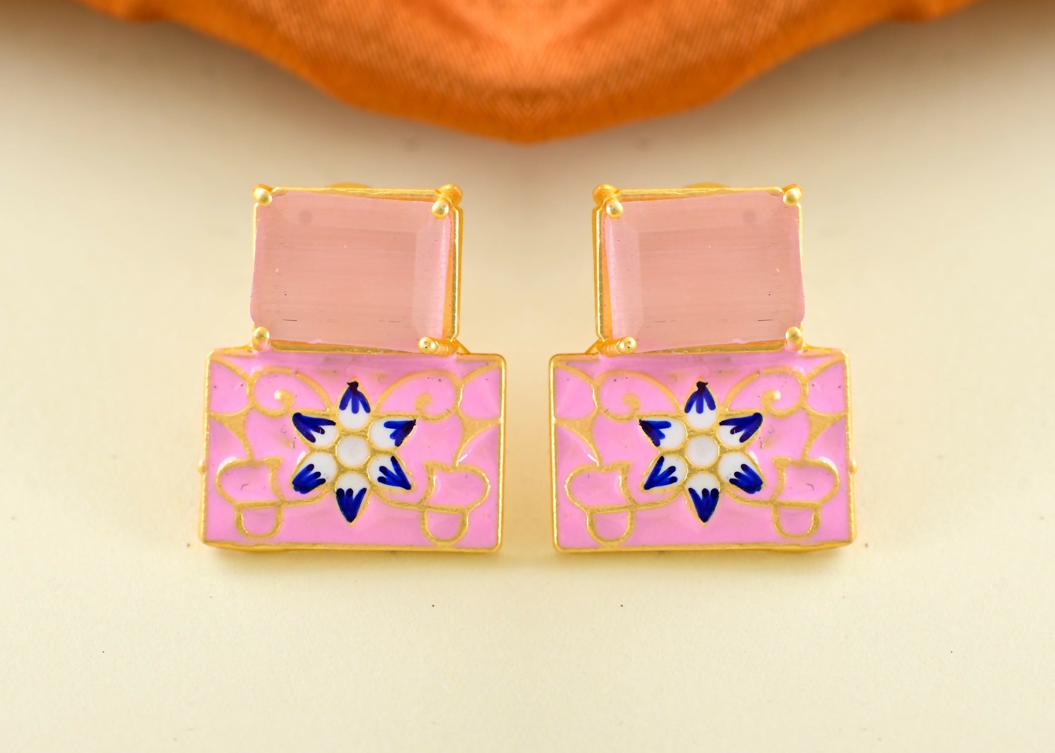 Joban Fashion Women Brass Pink Onyx Earrings - Distacart