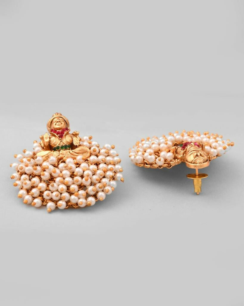 VOJ South Indian Traditional Copper Necklace With Earrings Set
