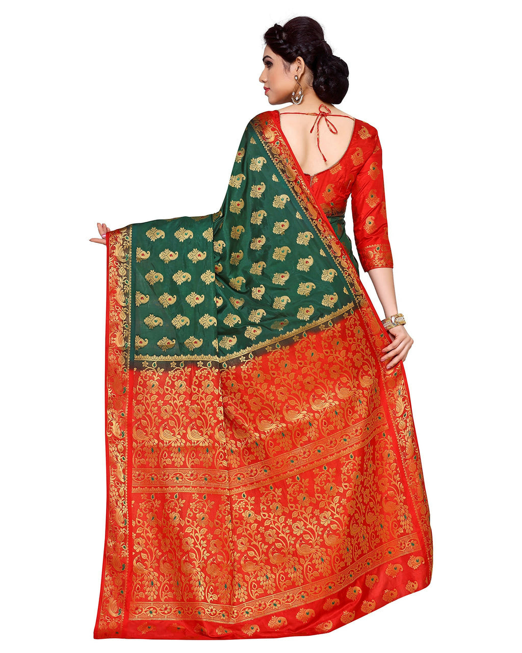 Mimosa Women's Green Kanchipuram Art Silk Saree - Distacart
